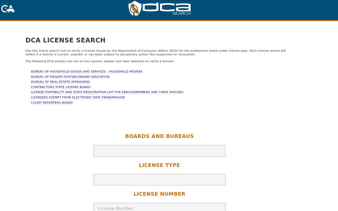 Patterson people search in the California DCA license database