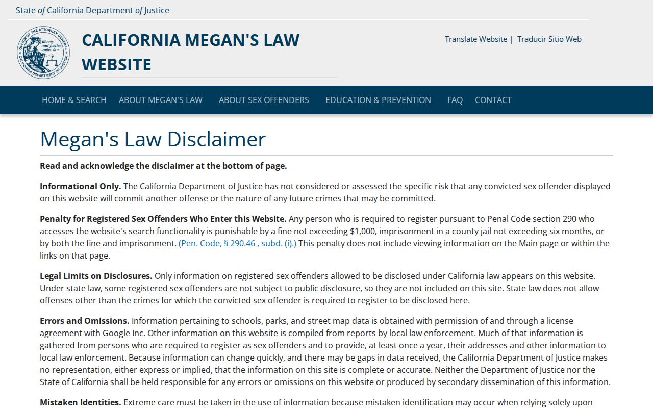 Patterson public records access through the California DOJ safety registry